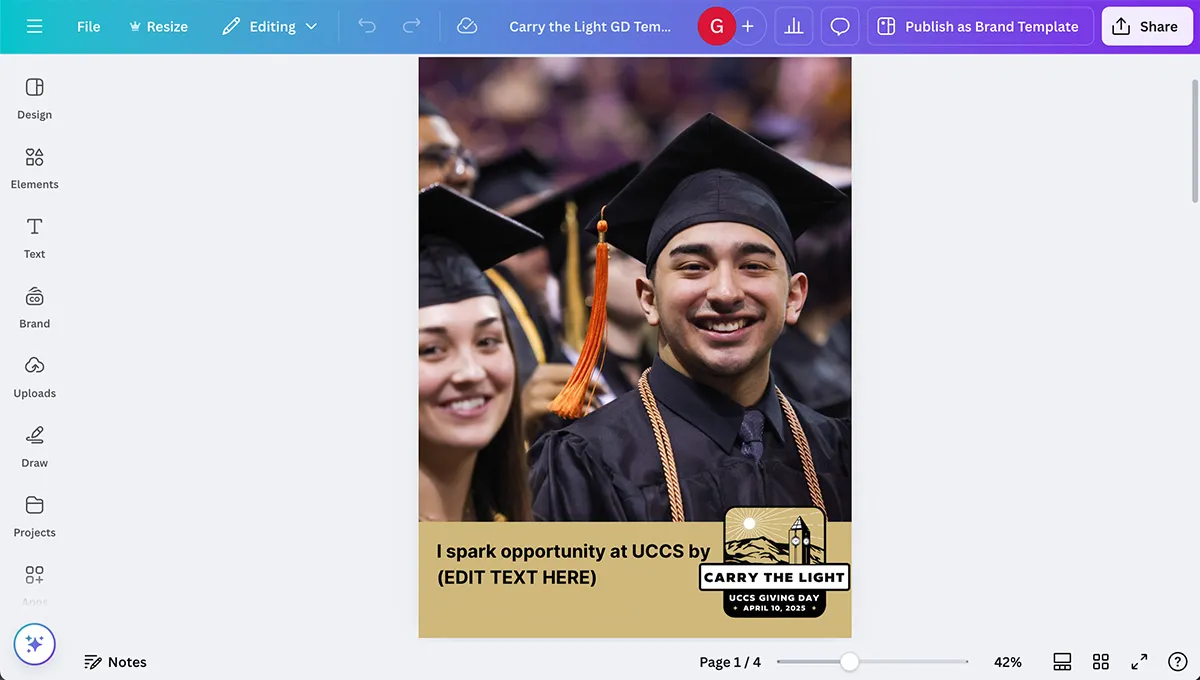 Canva screenshot for social media template